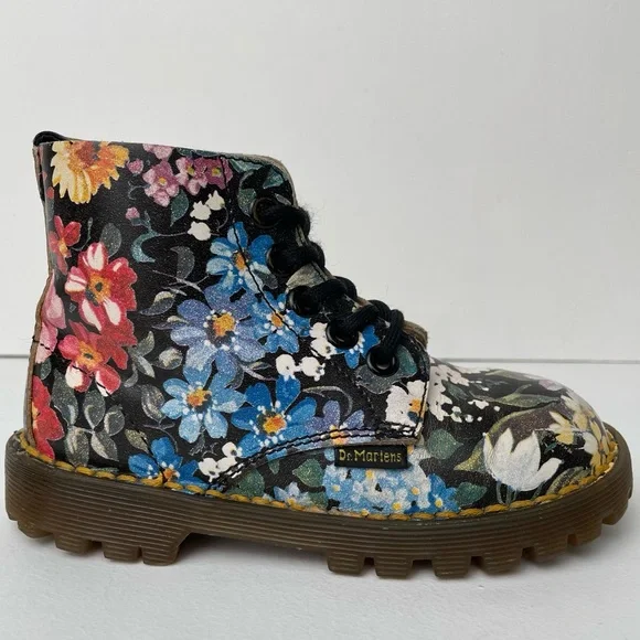 Vintage Dr. Martens England MIE Floral Print Leather Boots Toddler - Picture 3 of 14